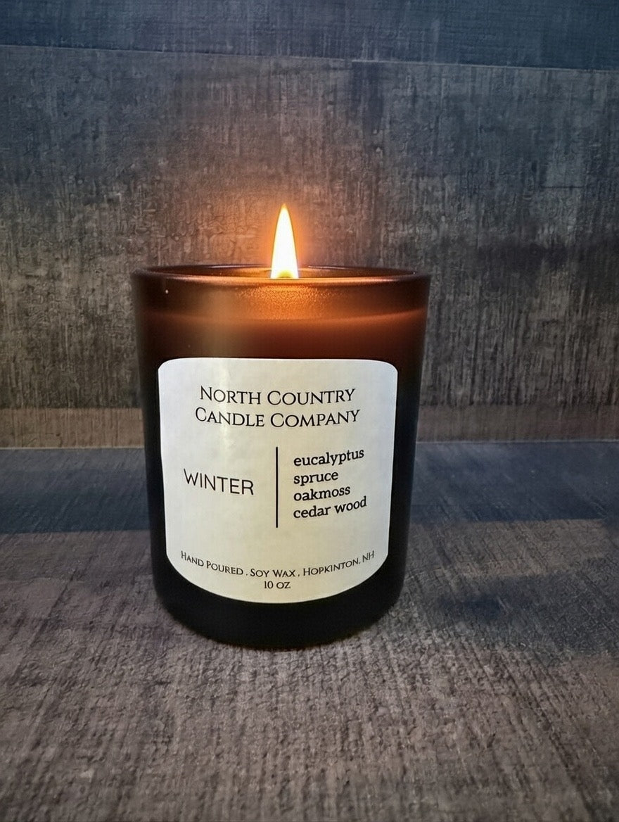 Winter Candle 10 oz Black Jar